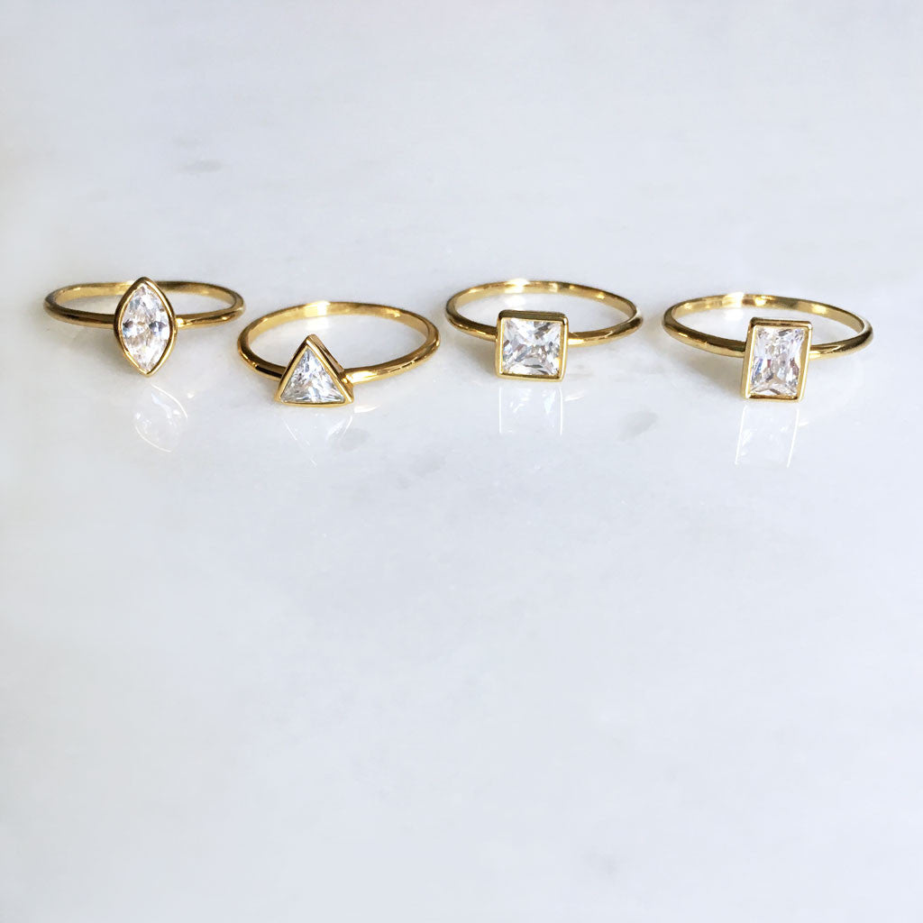Rectangle shape CZ ring #HC16009