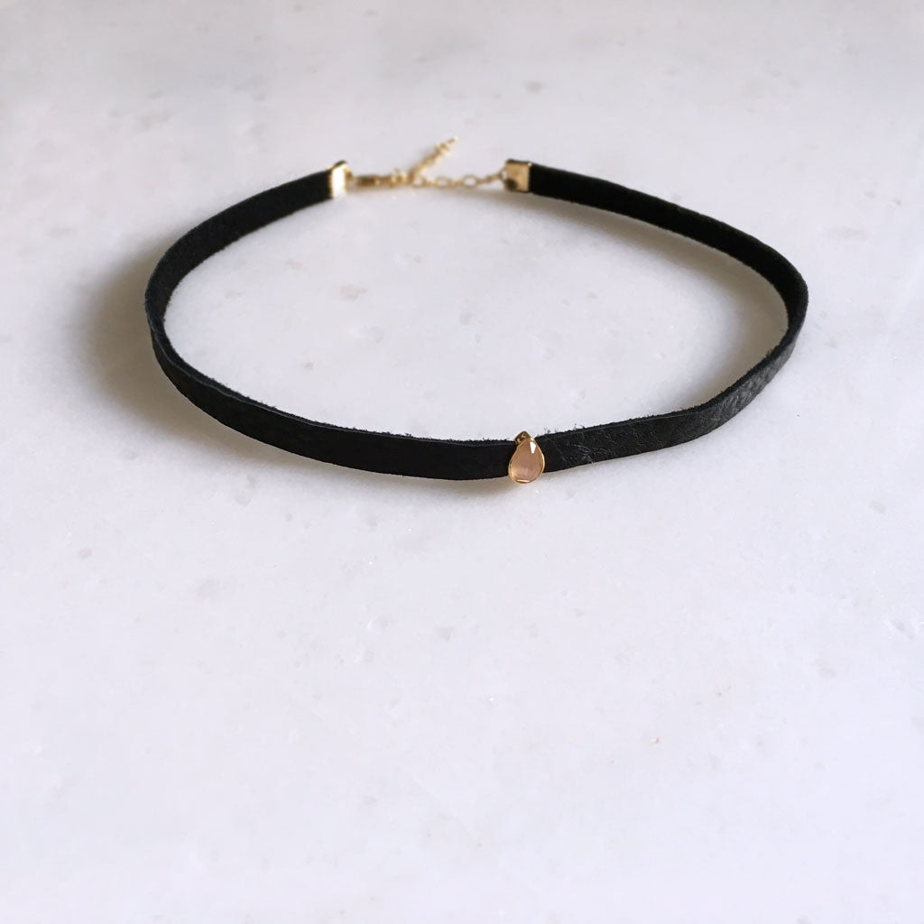 Leather choker and chain wrap necklace #TA17002