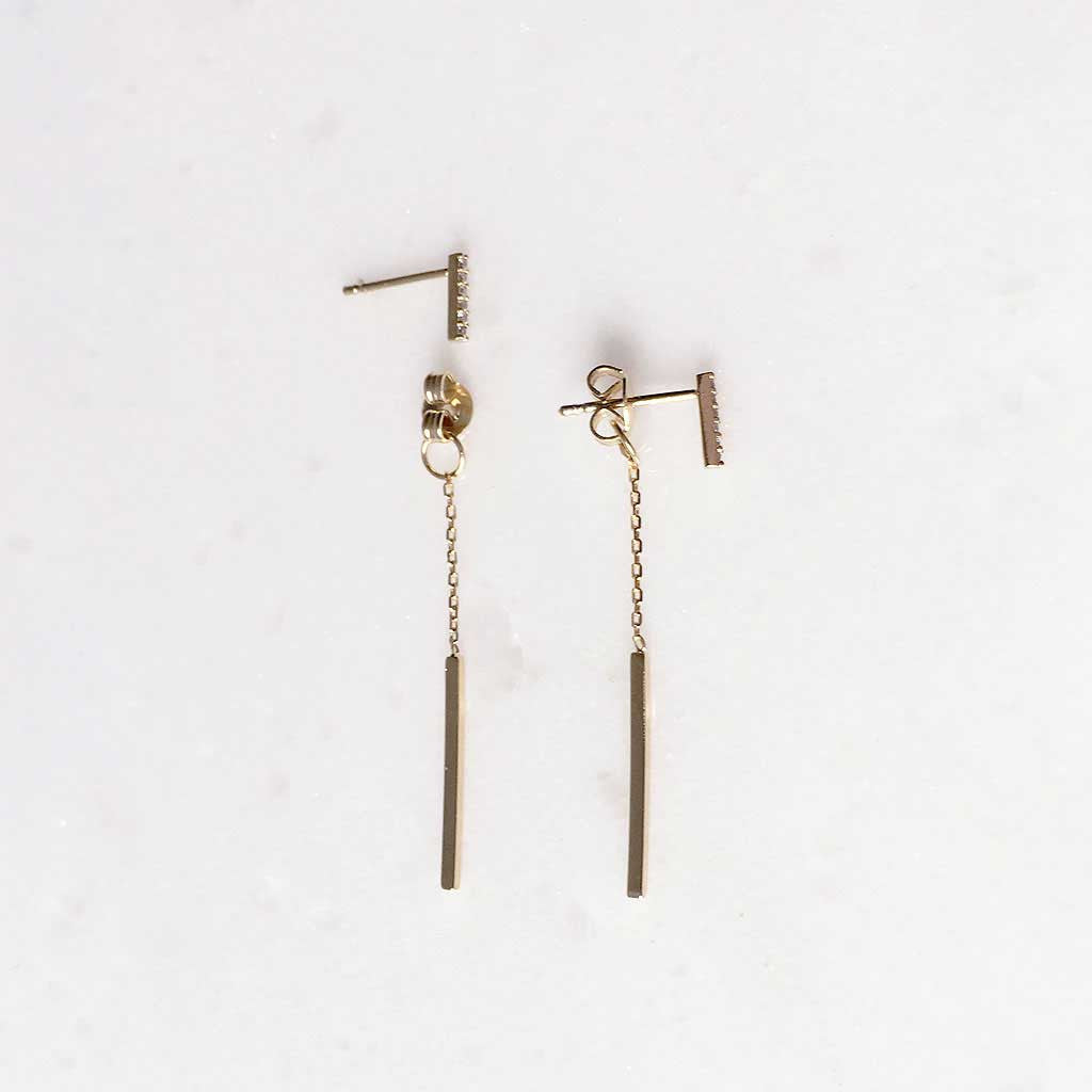 Stick earrings with hang chain #TA16001 - LOVEinJEWEL