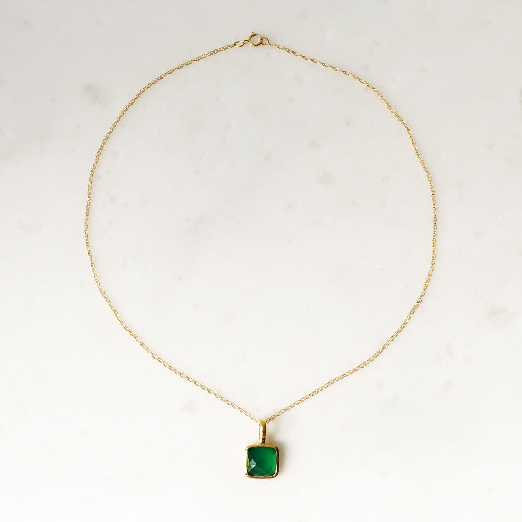 Green chalcedony necklace #TR16002 - LOVEinJEWEL