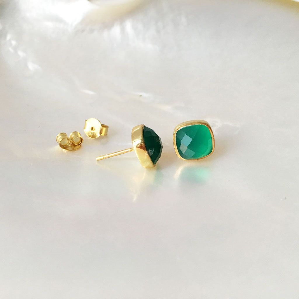 Green chalcedony earrings #TR16006 - LOVEinJEWEL