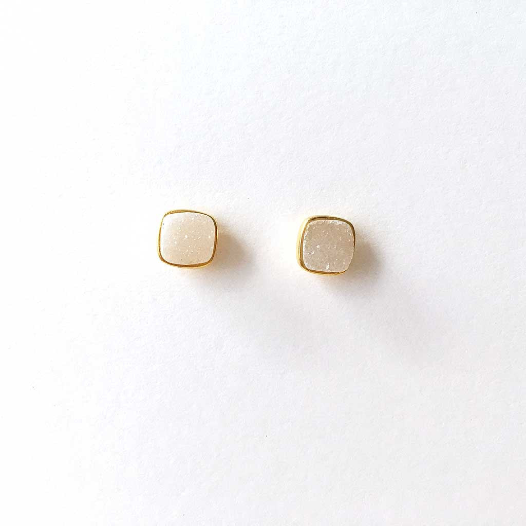 White druzy earrings #TR16008 - LOVEinJEWEL