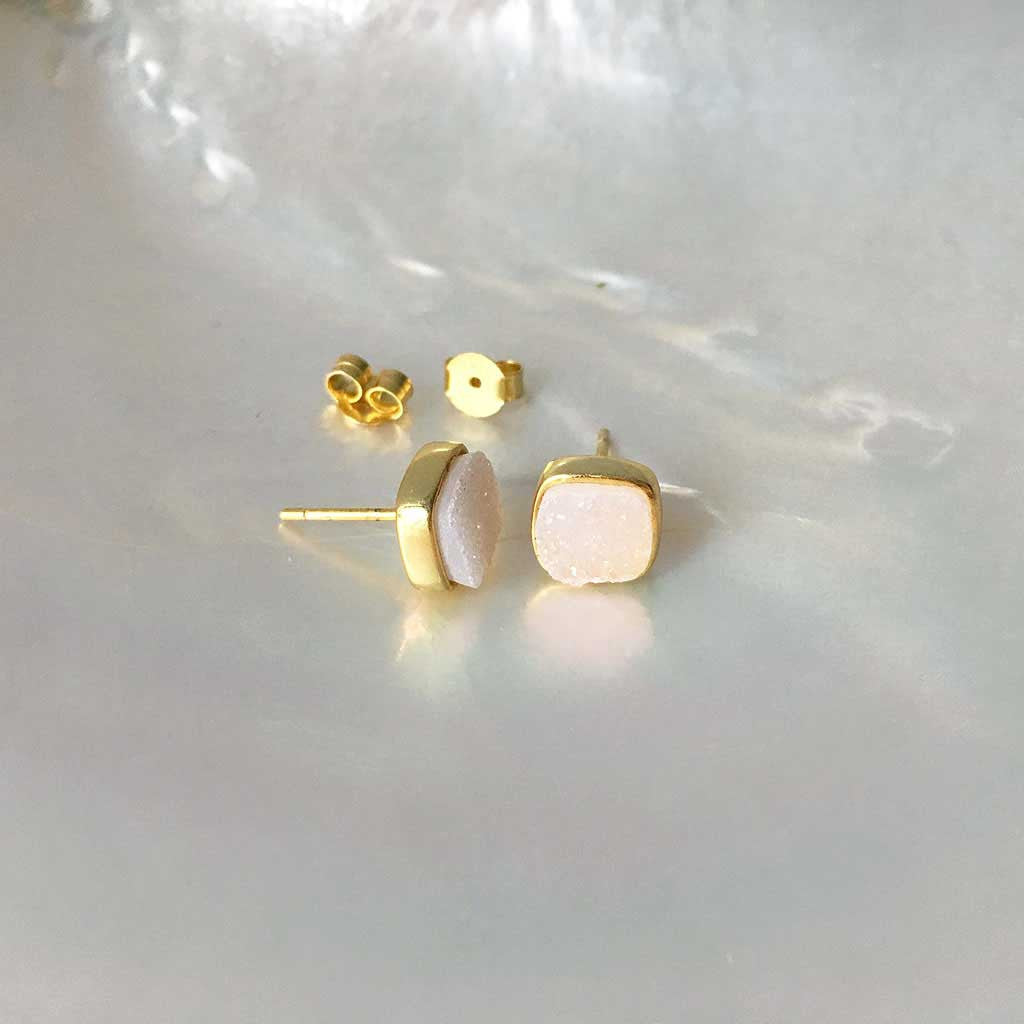 White druzy earrings #TR16008 - LOVEinJEWEL