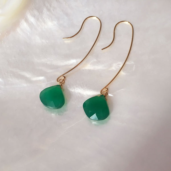 Green chalcedony earrings #TR16010 - LOVEinJEWEL